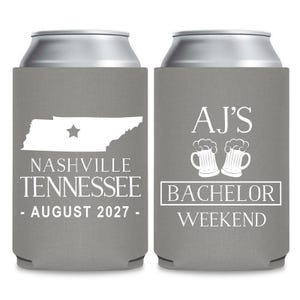 Bachelor Party Weekend Can Coolers - Bachelor Party Favors - Stag Party Favors - State Pride Bachelor Weekend Beer Can Coolers (16) image 1