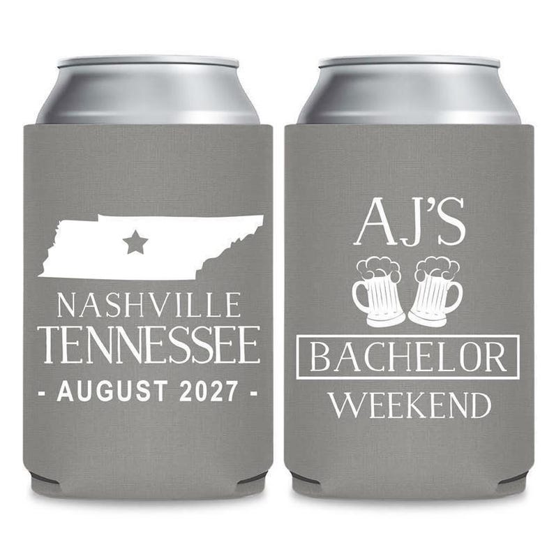 Bachelor Party Weekend Can Coolers - Bachelor Party Favors - Stag Party Favors - State Pride Bachelor Weekend Beer Can Coolers (16) image 1