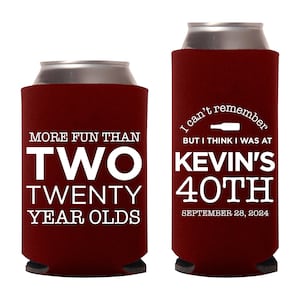 40th Birthday Can Coolers, Personalized Birthday Can Coolers, 40th Birthday Party Favor, Customized Can Coolers for 40th Birthday Favor (64)