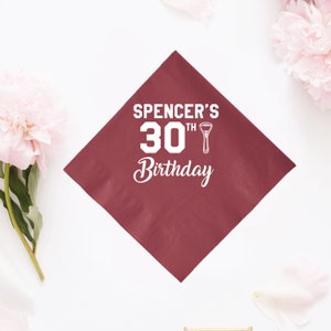 Servilleta personalizada para el 30.° cumpleaños, servilleta de cóctel personalizada para cumpleaños, servilletas de cumpleaños como recuerdo, servilleta de cumpleaños personalizada como recuerdo (574)