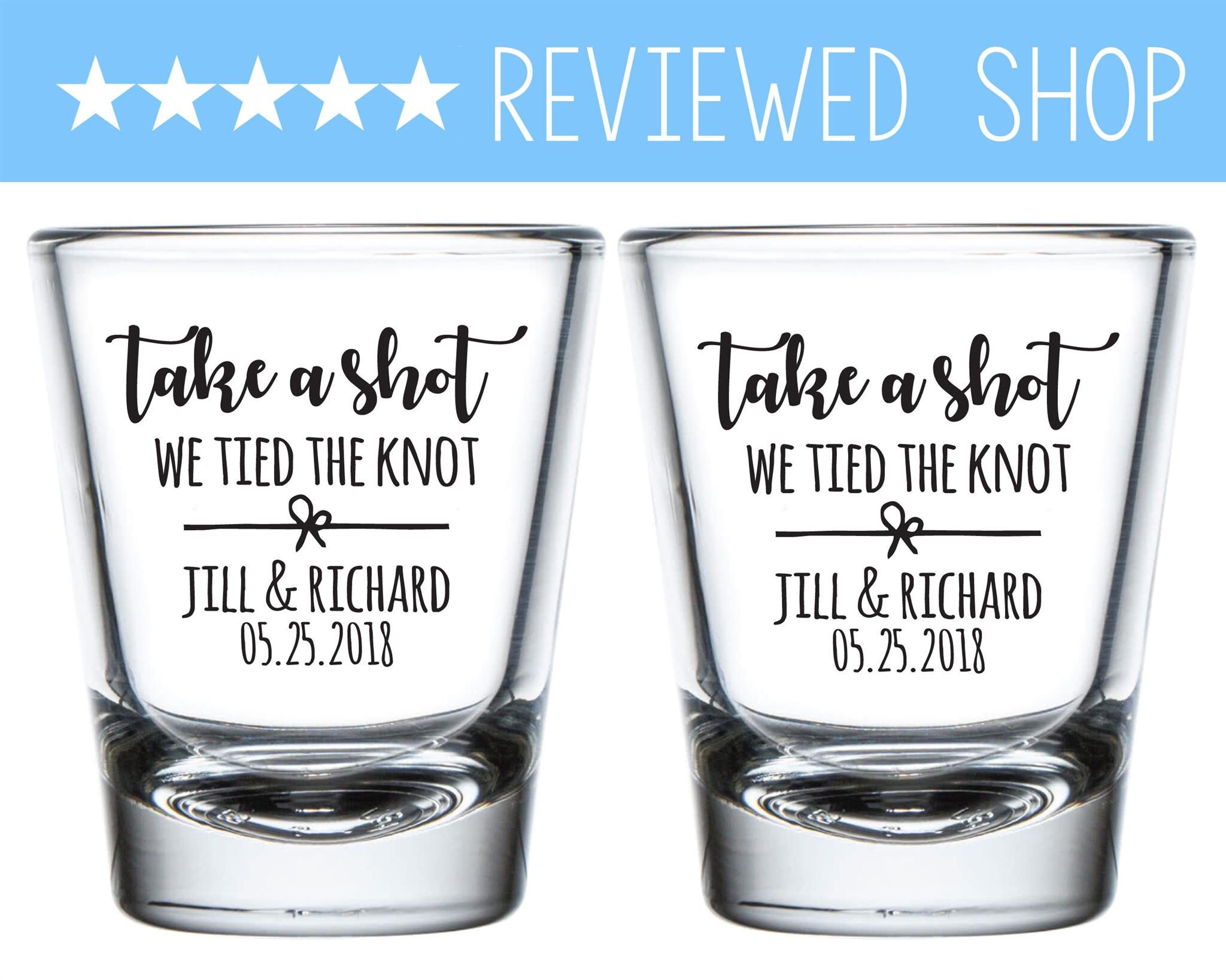 We've tied the knot now take a shot labels