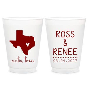 Texas Wedding Cups, Wedding Frosted Cups, Wedding Favor Cups, Wedding Cup Favors, Plastic Wedding Cups, Party Cup, Frosted Cups (5)