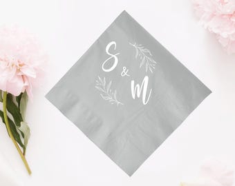 Initial Custom Wedding Napkins, Custom Napkins for Wedding, Custom Wedding Napkins, Personalized Beverage Wedding Napkins Custom Favor (550)