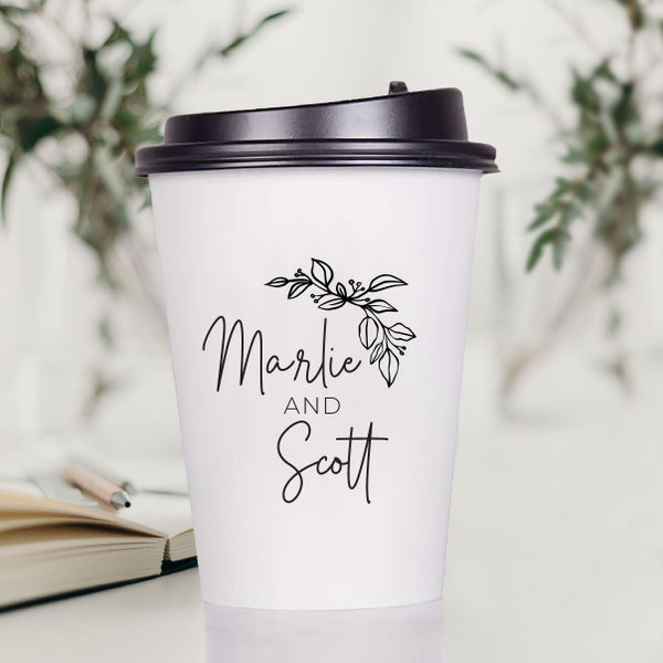 Coffee Cup Wedding Gifts, Disposable Customized Coffee Cup Favors, Personalized Wedding Coffee Cups, Custom Coffee Cups Wedding Favors (366)