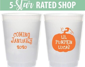 Baby Shower Frosted Cups, Fall Baby Shower Cups, Fall Baby Shower Frosted Cups, Pumpkin Themed Baby Shower Beer Cups, Fall Shower Cups (263)