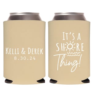 It&#39;s A Shore Thing Wedding Can Coolers, Wedding Coolers, Beverage Insulators for Weddings, Beer Can Huggers, Custom Beer Can Coolers (349)