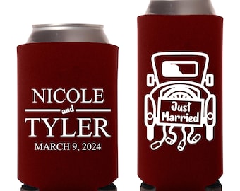 Custom Personalized Beer Hugger Wedding Favors, Custom Can Cooler Wedding Favors, Personalized Can Coolers as Wedding Favors for Guest (521)