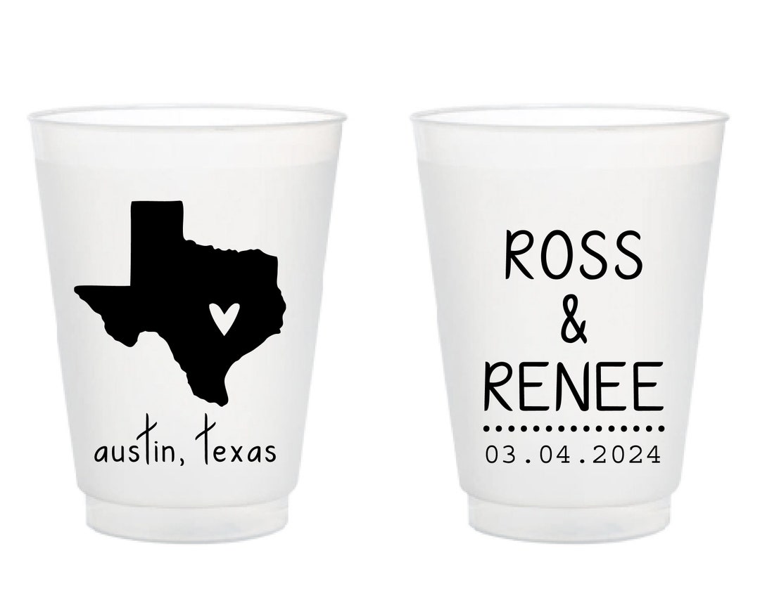 Frosted Texas Cups, Custom Wedding State Cups With State Map Frosted ...