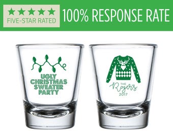 Personalized Favors Party Shot Glasses, Ugly Sweater Party Ideas, Christmas Party Ideas, Christmas Party Favors, xmas Shot Glass Favor (118)