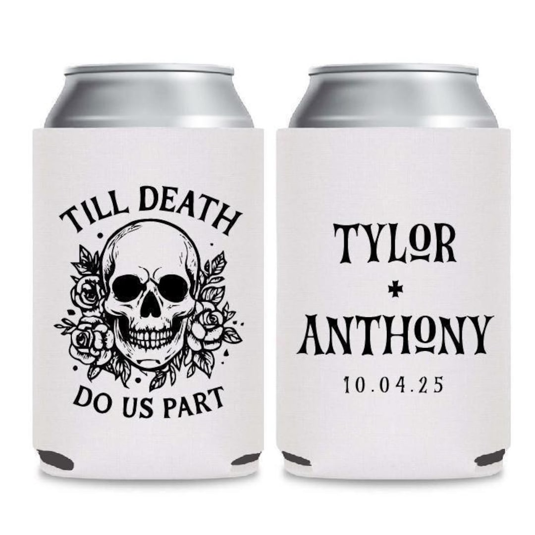 Till Death Do Us Part Can Coolers, Personalized Wedding Can