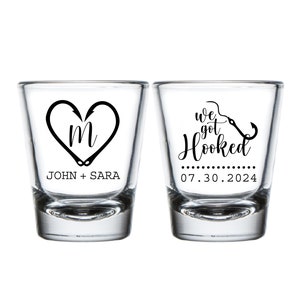 We Got Hooked Wedding Shot Glasses, Custom Shot Glasses, Personalized Shot Glasses, Custom Wedding Favors, Personalized Wedding Favors (19)