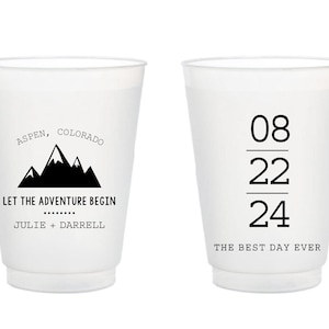 Let The Adventure Begin Wedding Cups, Wedding Cup Favors, Wedding Favor Cups, Frosted Wedding Cups, Frosted Cups, Frosted Cups, Frost (41)