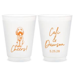 Wedding Frosted Cups, Pet Wedding Frosted Cup Favors, Custom Pet Wedding Frosted Cups, Personalized Pet Wedding Plastic Cups as Favors (633)