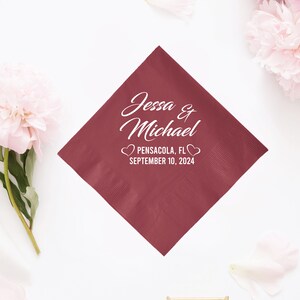 Personalized Wedding Location as Napkin, Wedding Location Napkins, Custom Wedding Location Napkin, Customized Wedding Location Napkin (597)