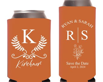 Custom Personalized Wedding Can Coolers, Personalized Wedding Rehearsal Can Coolers, Custom Wedding Can Cooler Favors, Beer Huggers (497)