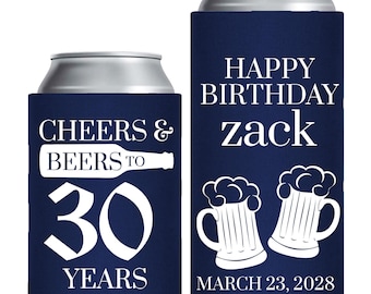 Enfriadores de latas para el 30 cumpleaños, Enfriadores de latas para el 30 cumpleaños, Protectores de cerveza para el 30 cumpleaños, Recuerdos de cumpleaños personalizados (33)