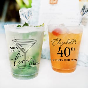 Personalized 40th Birthday Frosted Cups, 40th Birthday Cups, 40th Birthday Cup Favors, 40th Birthday Cup Gifts, Custom Birthday Cups (646)