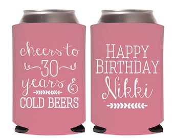 Birthday Beer Can Coolers, Custom Birthday Can Coolers for Any Age, Happy Birthday Beer Can Insulators, Birthday Favors Can Coolers (62)