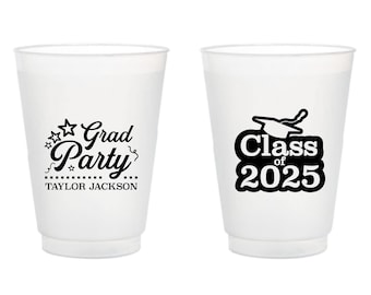 Grad Party Frosted Cups, Personalized Graduation Party Plastic Cups Favors, Custom Frosted Cups for Graduation Party, Graduation Favor (615)