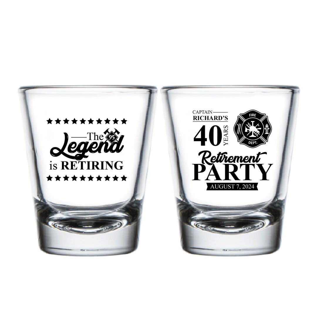 Retirement Party Shot Glasses Favors, 40 Years Shot Glasses Favors
