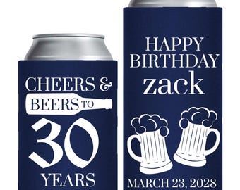 Enfriadores de latas para 30 cumpleaños - Enfriadores de latas personalizados para fiestas de cumpleaños - Enfriadores de latas personalizados para cumpleaños (33)