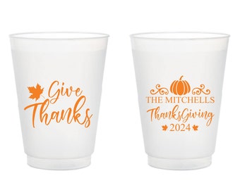 Custom Thanksgiving Party Frosted Cup, Personalized Thanksgiving Party Plastic Cup, Thanksgiving Frosted Cup Favors, Frosted Cup Favor (595)