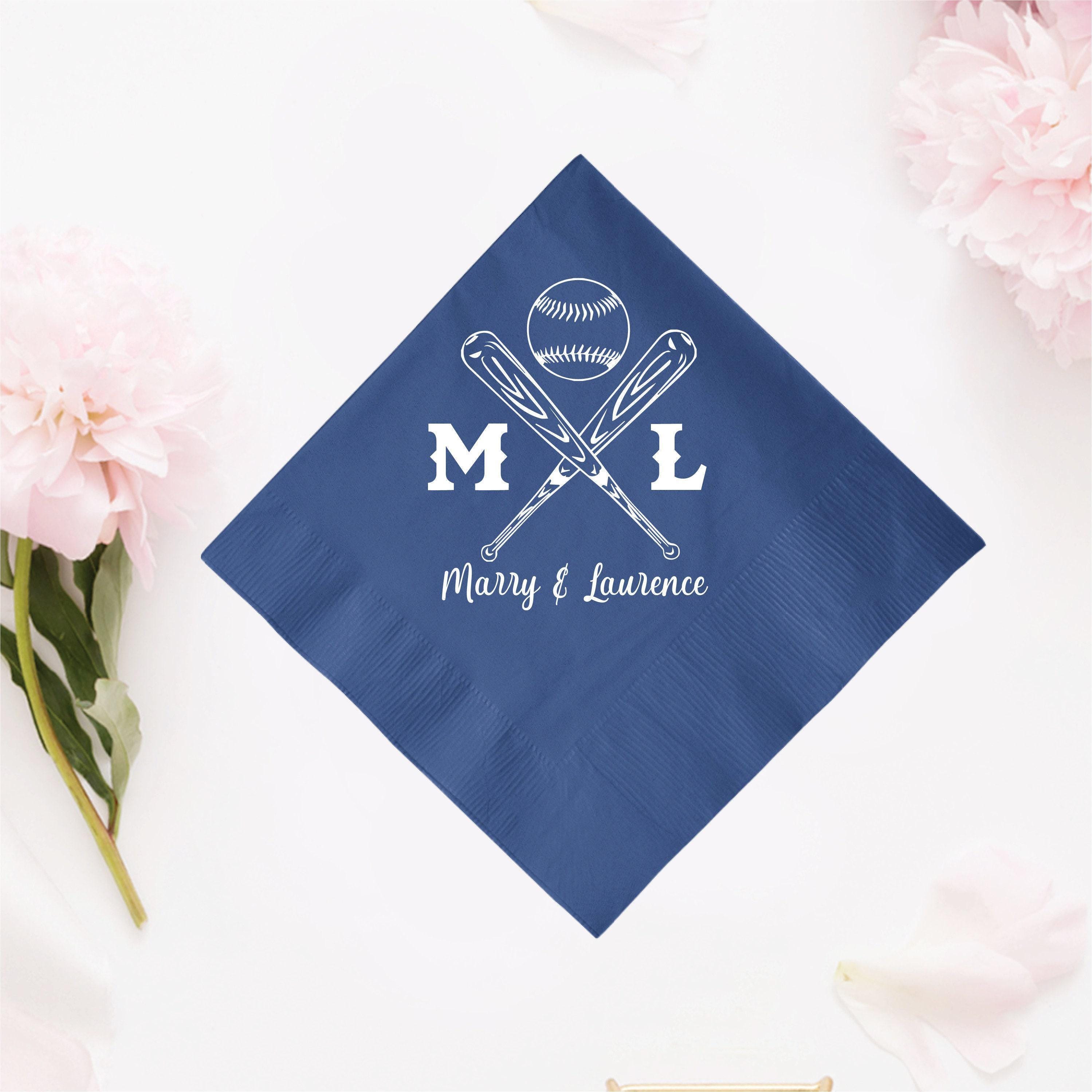 Baseball Theme Custom Wedding Napkin Favors, Personalized Wedding ...