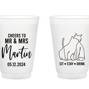 SIT.STAY.DRINK  Designed Frosted Cups, Personalized  Frosted Cups, Custom  Frosted Cups for Weddings, Wedding  Frosted Cups as Favors (537)