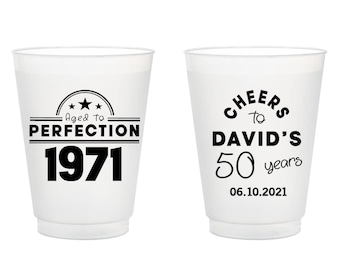 Personalized Favors 50th Birthday Frosted Cups, Custom 50th Birthday Frosted Cups, 50th Birthday Frosted Cups, Cups for Birthday Party (327)