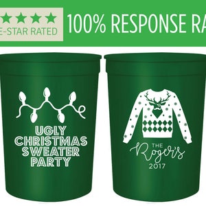 Christmas Party Custom Stadium Cup Favors, Custom Favors for Ugly Christmas Sweater Party Beer Stadium Cups, Christmas Party Favors (118)