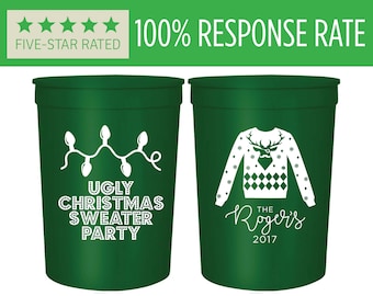 Christmas Party Custom Stadium Cup Favors, Custom Favors for Ugly Christmas Sweater Party Beer Stadium Cups, Christmas Party Favors (118)