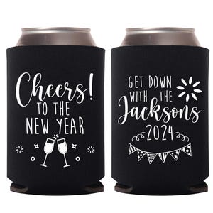 New Years Party Favor Can Coolers, Cheers To The New Year, Party Favor Beer Can Cooler for New Years Party, New Years Eve Party Favors (120) image 1