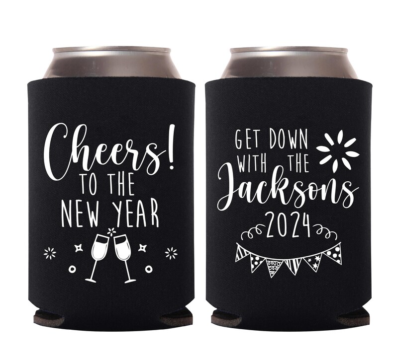 New Years Party Favor Can Coolers, Cheers To The New Year, Party Favor Beer Can Cooler for New Years Party, New Years Eve Party Favors (120) image 1