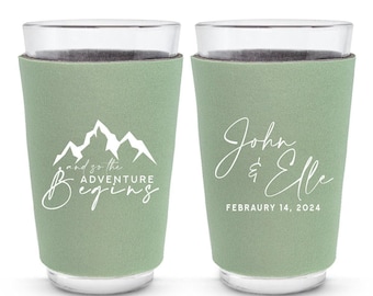 Wedding Party Pint Glass Holders, Reception Drink Sleeves, Personalized Wedding Pint Glass Sleeves, Custom Wedding Pint Glass Sleeves (300)