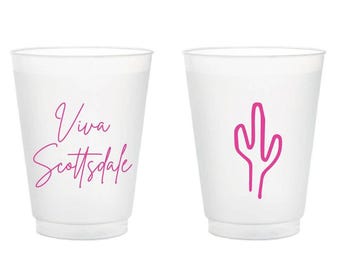 Viva Scottsdale Customized Frosted Cups, Bachelorette Party Frosted Cups as Favors, Bachelorette Party Gifts, Frosted Cups for Parties (543)