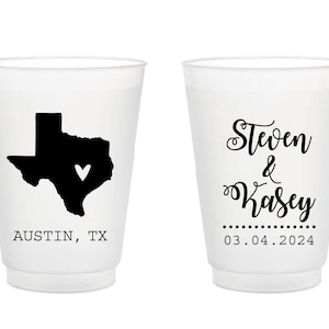 Texas Wedding Cups, Frosted Wedding Cups, Wedding Favor Cups, Wedding Cup Favors, Plastic Wedding Cups, Frosted Cups, Party Cups, Cups (50)