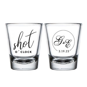 Shot O&#39;clock Shot Glasses, Shot Glasses and Party Favors for Wedding, Shot Glasses as Party Favors, Wedding Party as Favors and Gifts (544)