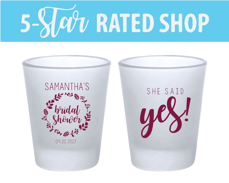 Bridal Shower Floral Themed Shot Glasses She Said Yes Party Etsy