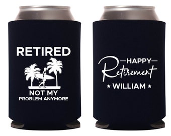 Happy Retirement Can Cooler Favors, Custom Retirement Party Beer Huggers, Custom Retirement Party Can Coolers, Custom Can Cooler Favor (481)