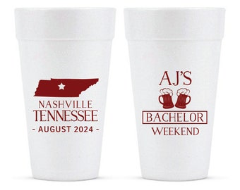 Custom State Bachelor Party Foam Cups, Custom Stag Party Foam Cup, Personalized Bachelor Party Foam Cups, 20oz Foam Cups for Bach Party (16)