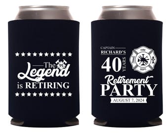 Enfriadores de latas para fiestas de jubilación, enfriador de latas de 40 años, recuerdos de jubilación con enfriadores de latas, recuerdo personalizado con enfriador de latas, protector de cerveza para jubilación (483)