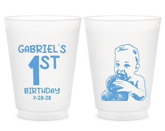 1st Birthday Frosted Cups, Custom 1st Birthday Frosted Cup Favors, Personalized 1st Birthday Frosted Cup Gifts, Custom Birthday Favors (592)