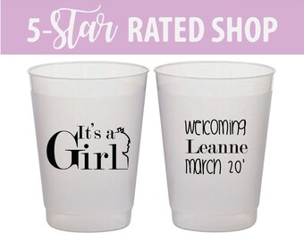 It's a Girl Custom Frosted Cup, Boy or Girl Baby Shower Favors, Custom Frosted Cup, Baby Shower Cups, Baby Shower Frosted Cup Favors (174)