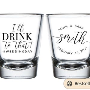 Shot Glasses Personalized, Custom Wedding Shot Glasses, Shot Glass Wedding Favors, Personalized Shot Glasses for Wedding Party Favors (291)