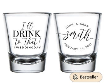 Shot Glasses Personalized, Custom Wedding Shot Glasses, Shot Glass Wedding Favors, Personalized Shot Glasses for Wedding Party Favors (291)