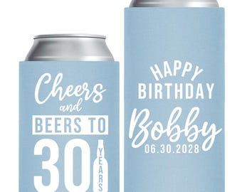 Personalized Favors Birthday Can Coolers, Custom Birthday Party Favors, Customized ANY AGE Birthday Party Beer Insulator, Beer Huggies (37)