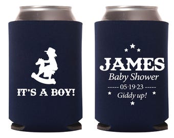 it’s A Boy Baby Shower Can Coolers, Gender Reveal Can Cooler Favors, Personalized Baby Shower Beer Huggers, Custom Can Coolers Favor (468)