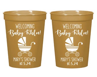Baby Shower Cups for Boy or Girl, Personalized Custom Baby Shower Favors, Stadium Cups for Babyshower, Custom Baby Shower Favor Cups (15)