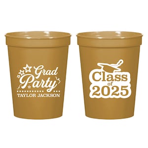 Grad Party Stadium Cups, Personalized Graduation Party Plastic Cups Favors, Custom Stadium Cups for Graduation Party, Graduation Favor (615)