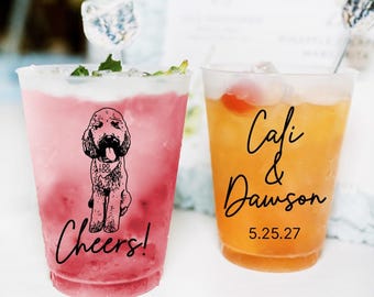 Wedding Frosted Cups, Pet Wedding Frosted Cup Favors, Custom Pet Wedding Frosted Cups, Personalized Pet Wedding Plastic Cups as Favors (633)